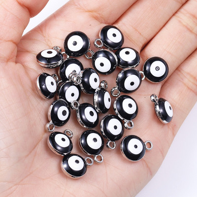 20db 10*12mm ötvözet zománc csöpögő kerek török gonosz szem medál görög amulett barkács nyaklánc karkötő fülbevaló ékszer dísz