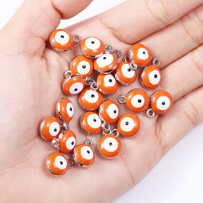 20db 10*12mm ötvözet zománc csöpögő kerek török gonosz szem medál görög amulett barkács nyaklánc karkötő fülbevaló ékszer dísz