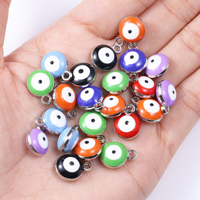 20db 10*12mm ötvözet zománc csöpögő kerek török gonosz szem medál görög amulett barkács nyaklánc karkötő fülbevaló ékszer dísz