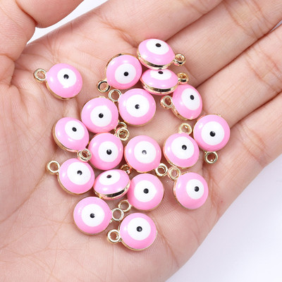 20db 10*12mm ötvözet zománc csöpögő kerek török gonosz szem medál görög amulett barkács nyaklánc karkötő fülbevaló ékszer dísz