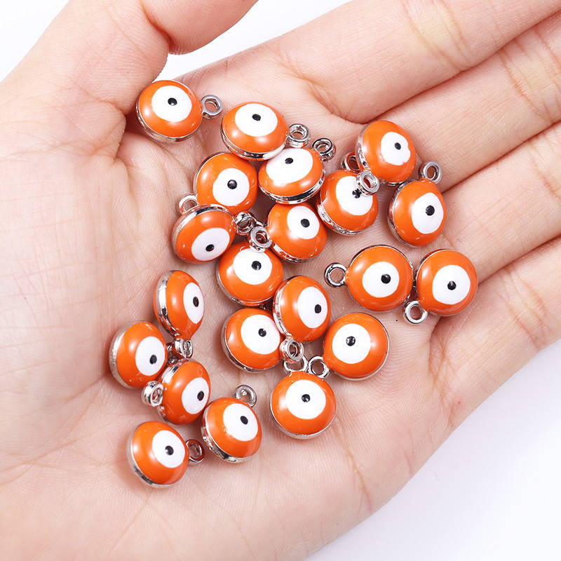 20db 10*12mm ötvözet zománc csöpögő kerek török gonosz szem medál görög amulett barkács nyaklánc karkötő fülbevaló ékszer dísz