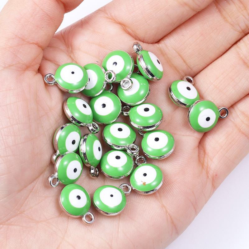 20db 10*12mm ötvözet zománc csöpögő kerek török gonosz szem medál görög amulett barkács nyaklánc karkötő fülbevaló ékszer dísz