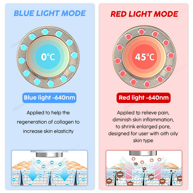 7 u 1 Galvanski masažer za lice Crveno i plavo svjetlo Alati za njegu kože Uređaj za podizanje lica EMS mikrostrujni uređaj za zatezanje lica
