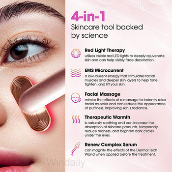 4 в 1 лицева пръчица Микротокова топлинна терапевтична 360° въртяща се пръчка за красота на очите Намаляване на бръчките против стареене Инструмент за грижа за кожата на лицето