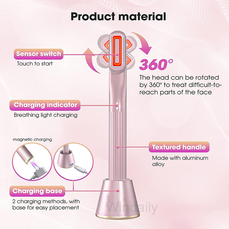 4 u 1 štapić za lice Mikrostrujni toplinski terapeutski 360° rotirajući štapić za uljepšavanje očiju za smanjenje bora Alat za njegu kože lica protiv starenja