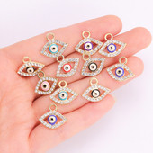 10 ks zliatinových kovových náhrdelníkov s príveskom na oko pre ženy, výroba darčekových šperkov, módnych tureckých očných príveskov, náušníc, DIY doplnkov