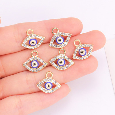 10 ks zliatinových kovových náhrdelníkov s príveskom na oko pre ženy, výroba darčekových šperkov, módnych tureckých očných príveskov, náušníc, DIY doplnkov