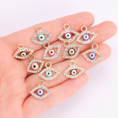 10 ks zliatinových kovových náhrdelníkov s príveskom na oko pre ženy, výroba darčekových šperkov, módnych tureckých očných príveskov, náušníc, DIY doplnkov