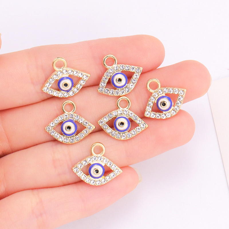 10 ks zliatinových kovových náhrdelníkov s príveskom na oko pre ženy, výroba darčekových šperkov, módnych tureckých očných príveskov, náušníc, DIY doplnkov