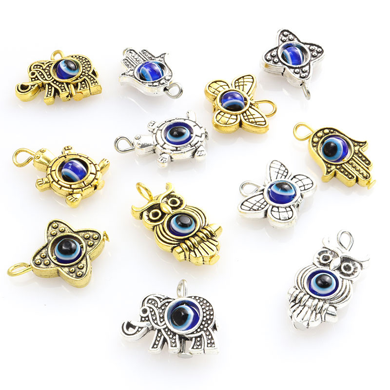 10-20 tk Fatima Hamsa käsisinine türgi kurja silma võlusid loomad liblikas lehed õnnesilma võlu DIY kaelakee meisterdamine