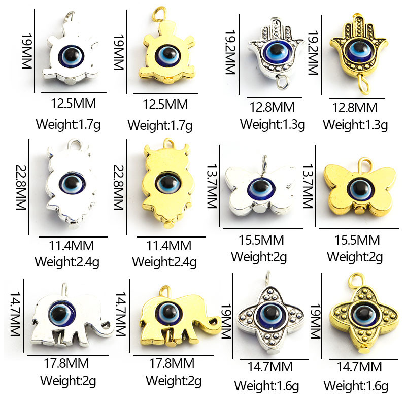 10-20 tk Fatima Hamsa käsisinine türgi kurja silma võlusid loomad liblikas lehed õnnesilma võlu DIY kaelakee meisterdamine