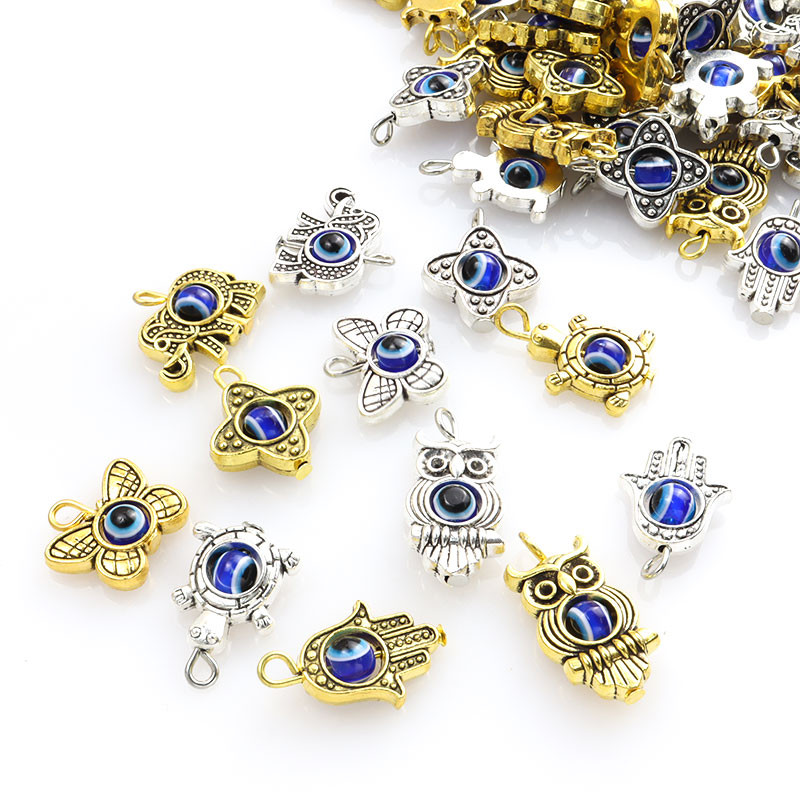 10-20 tk Fatima Hamsa käsisinine türgi kurja silma võlusid loomad liblikas lehed õnnesilma võlu DIY kaelakee meisterdamine