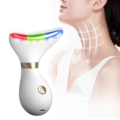 Dispozitiv de înfrumusețare pentru ridicarea feței gâtului 3 culori LED radiofrecvență foton vibrație masaj facial albire strânge instrumente de îngrijire a pielii