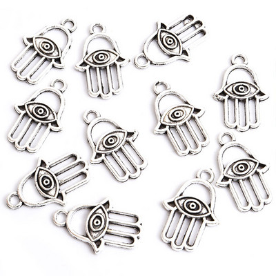 10Pcs Hamsa Hand Blue Turski Evil Eye Charms Privjesak Amulet Evil Nazar Eye Charm DIY Lucky Jewelry Pravljenje Ogrlica Dodaci