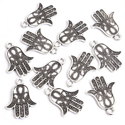 10Pcs Hamsa Hand Blue Turski Evil Eye Charms Privjesak Amulet Evil Nazar Eye Charm DIY Lucky Jewelry Pravljenje Ogrlica Dodaci