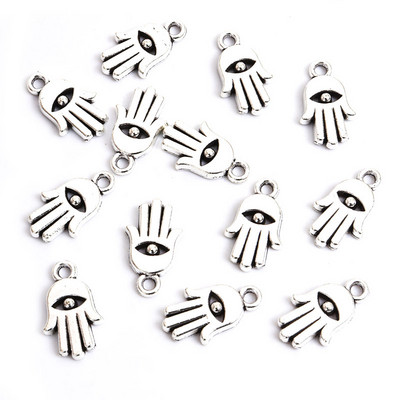 10Pcs Hamsa Hand Blue Turski Evil Eye Charms Privjesak Amulet Evil Nazar Eye Charm DIY Lucky Jewelry Pravljenje Ogrlica Dodaci