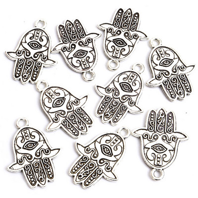 10Pcs Hamsa Hand Blue Turski Evil Eye Charms Privjesak Amulet Evil Nazar Eye Charm DIY Lucky Jewelry Pravljenje Ogrlica Dodaci