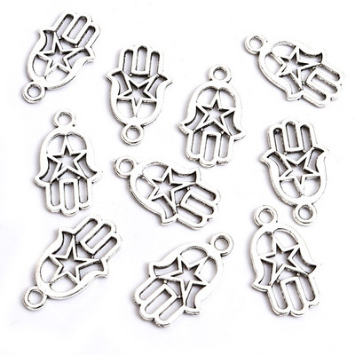 10Pcs Hamsa Hand Blue Turski Evil Eye Charms Privjesak Amulet Evil Nazar Eye Charm DIY Lucky Jewelry Pravljenje Ogrlica Dodaci