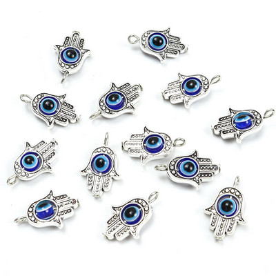 10Pcs Hamsa Hand Blue Turski Evil Eye Charms Privjesak Amulet Evil Nazar Eye Charm DIY Lucky Jewelry Pravljenje Ogrlica Dodaci