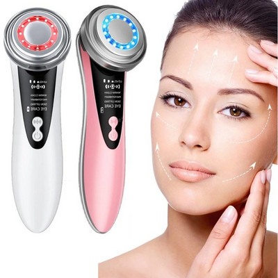 Galvanic Facial Massager Skin Care 5 in 1 Face Lifting Machine RF Skin Tightening Light Therapy Anti Aging Wrinkle Beauty Device