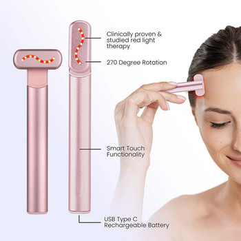EMS Microcurrent Face Lifting Device Червена светлина Facial Wand Eye Neck Massager Skin Sighting Anti Wrinkle Skin Care Beauty Tool