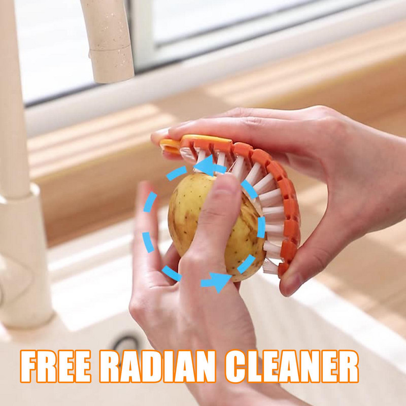 Daugiafunkcis daržovių vaisių valymo šepetys Lankstus bulvių morkų lankstomas valymo šepetys Virtuvės valymo įrankiai Priedai