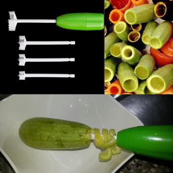 Практични 4 бр. Кухненски инструменти Спирален нож за зеленчуци Устройство за копаене Пълнено за инструменти за сърцевина за зеленчуци и плодове Спирализатор