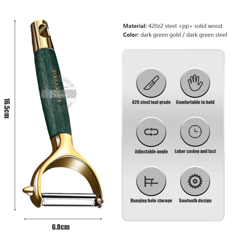 Konco ljuštilica od nehrđajućeg čelika, ultra oštra ljuštilica za povrće s drvenom drškom za ljuštenje krumpira ribež za mrkvu Kuhinjski pribor