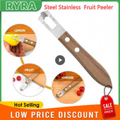 Oceľová nerezová škrabka na ovocie, škrabka na zeleninu, drvič citrónovej kôry, drevená rukoväť, krájač masla Julienne, kuchynské pomôcky