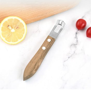 Белачка за плодове от неръждаема стомана Белачка за зеленчуци Lemon Zester Шредер Дървена дръжка Резачка Julienne Butter Кухненски джаджи Инструменти