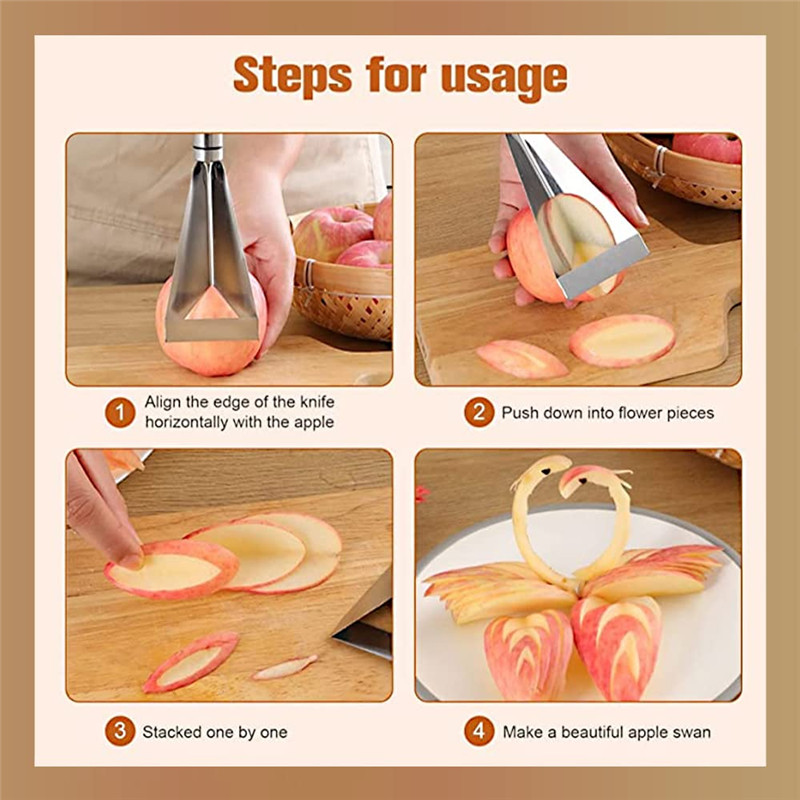 Puuviljade nikerdusnuga DIY vaagnakaunistus libisemisvastaseks roostevabast terasest köögiviljade lõikamiseks kolmnurkne köögi nikerdustööriist