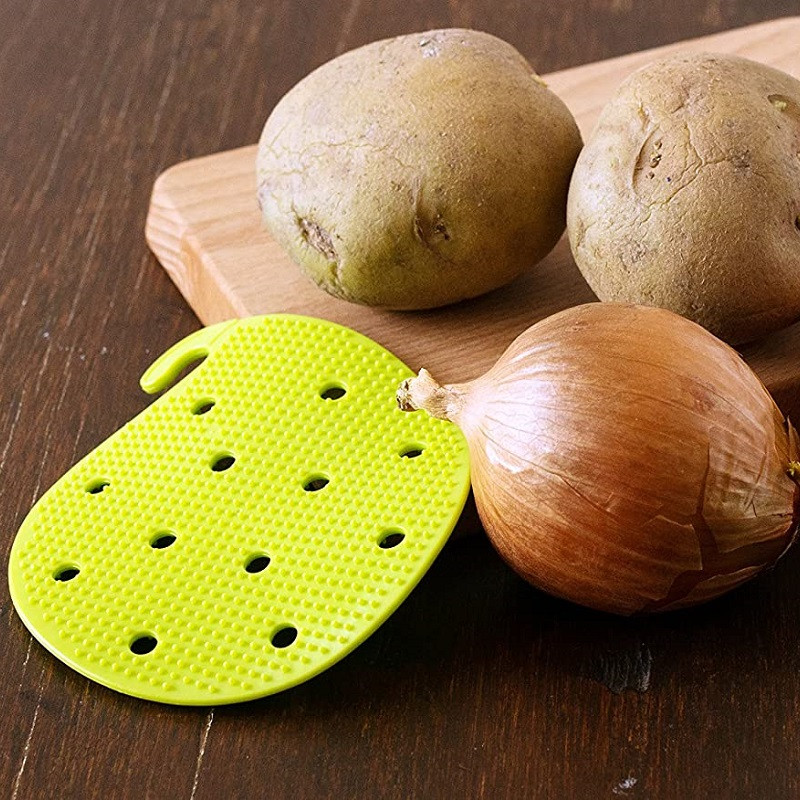 Köögiviljahari Silikoonist juurviljapuhastajad Puuvilja-juurviljapesumasin maisi siidieemaldaja kartulipuhastushari silikoonhari mais