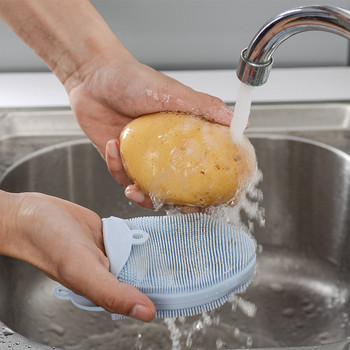 Επαναχρησιμοποιήσιμη βούρτσα πλυσίματος πιάτων σιλικόνης Φρούτα λαχανικών τηγάνι Magic Gloves Μαλακά μαλλιά Βούρτσα μπάνιου Εργαλείο καθαρισμού μαξιλαριών