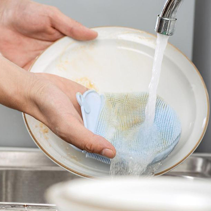 Daugkartinio naudojimo silikoninis indų plovimo šepetys Vaisių daržovių puodo keptuvės Magic Gloves Minkštas plaukų šepetėlis Šveitimo padėklo valymo įrankis