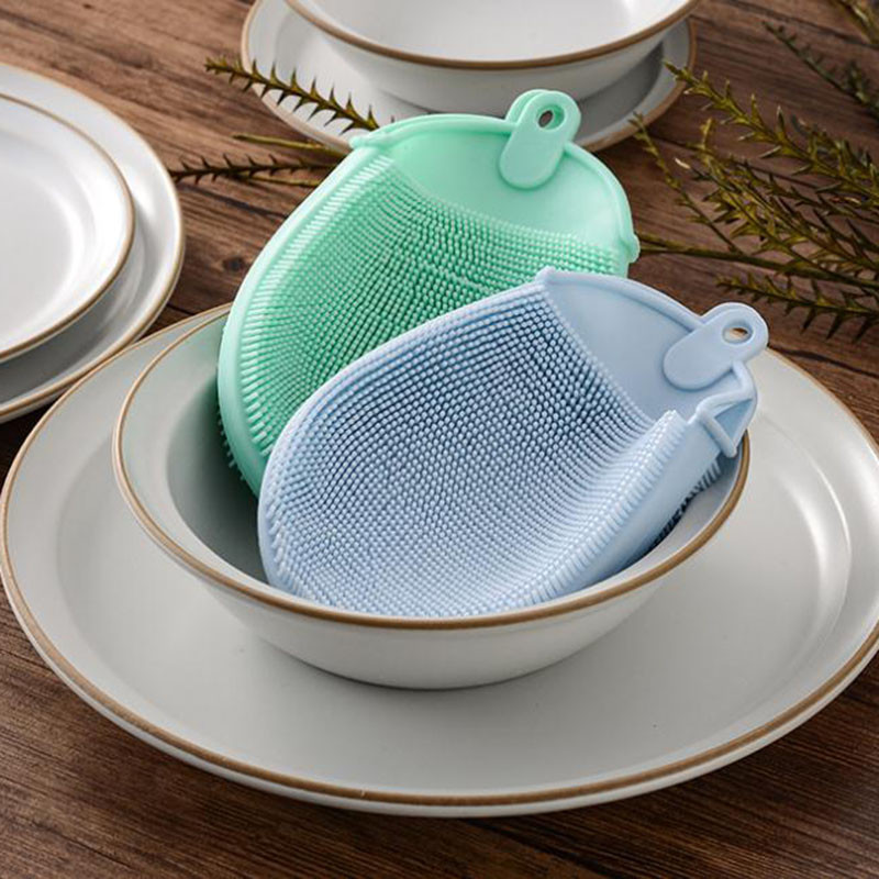 Daugkartinio naudojimo silikoninis indų plovimo šepetys Vaisių daržovių puodo keptuvės Magic Gloves Minkštas plaukų šepetėlis Šveitimo padėklo valymo įrankis