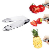 Nerūdijančio plieno braškių šaknų šalinimo spaustukas Braškių lukštas Pomidorų daržovių vaisių stiebų valiklis Corer Gadget Virtuvės įrankis