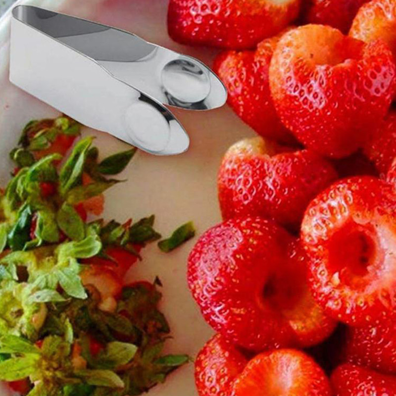 Nerūdijančio plieno braškių šaknų šalinimo spaustukas Braškių lukštas Pomidorų daržovių vaisių stiebų valiklis Corer Gadget Virtuvės įrankis