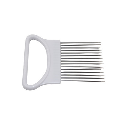 Lengvai pjaustoma svogūnų laikiklio šakutė nerūdijantis plienas + plastikinė daržovių pjaustyklė Pomidorų pjaustyklė Metalinė mėsos adata Virtuvės priedai 8