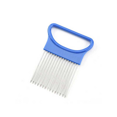 Lengvai pjaustoma svogūnų laikiklio šakutė nerūdijantis plienas + plastikinė daržovių pjaustyklė Pomidorų pjaustyklė Metalinė mėsos adata Virtuvės priedai 8