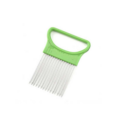 Lengvai pjaustoma svogūnų laikiklio šakutė nerūdijantis plienas + plastikinė daržovių pjaustyklė Pomidorų pjaustyklė Metalinė mėsos adata Virtuvės priedai 8