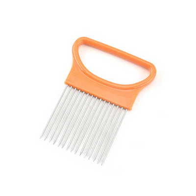 Lengvai pjaustoma svogūnų laikiklio šakutė nerūdijantis plienas + plastikinė daržovių pjaustyklė Pomidorų pjaustyklė Metalinė mėsos adata Virtuvės priedai 8