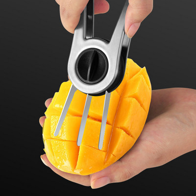 Cuțit de tăiat mango din oțel inoxidabil Mașină de tăiat avocado Despărțitor de fructe Pepene galben Cuțit de tăiat Cuțit de curățat Cubulețe Instrument de curățare Gadget de bucătărie