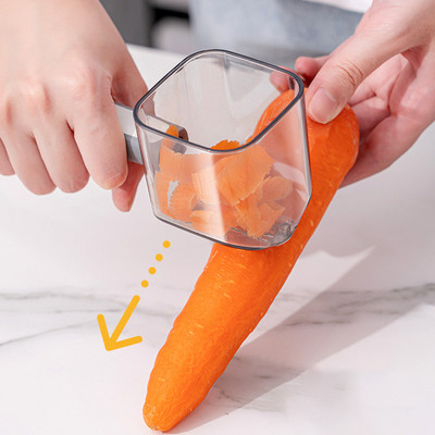 Cuțit de curățat legume cu recipient Tocător de cartofi și morcovi Tocător de fructe de bucătărie Tăiător din oțel inoxidabil Cuțit de curățat Gadgets