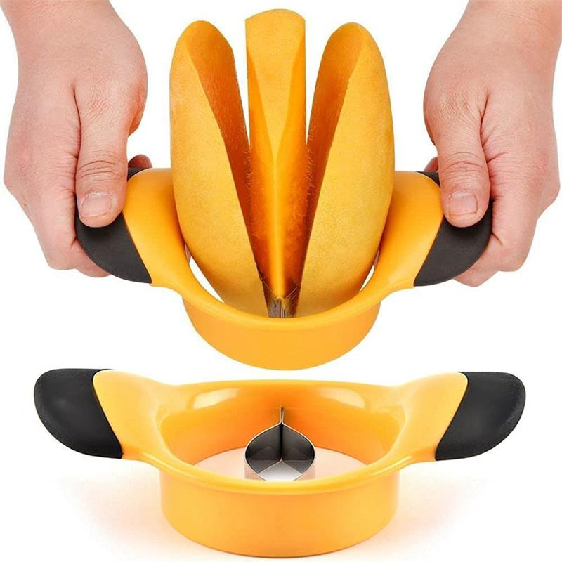 Naujausios daugiafunkcinės mango šerdies pjaustyklės nerūdijančio plieno mango pjaustyklės, guminės neslystančios rankenos, šerdies skustukas, virtuvės įrankiai