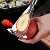 Kolmnurkne õunakurgi nikerdusnuga roostevabast terasest surunuga koorimiskraabits kokk puuviljavaagen Artefakt toidu nikerdusvorm