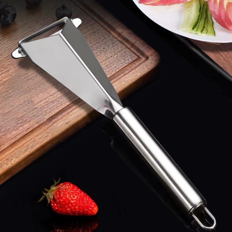 Kolmnurkne õunakurgi nikerdusnuga roostevabast terasest surunuga koorimiskraabits kokk puuviljavaagen Artefakt toidu nikerdusvorm