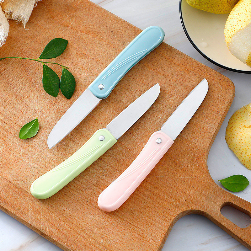 Sklopivi nož za voće, plastična drška, 0,78 oz, oštrica od nehrđajućeg čelika, ogledalo polirana, oštar nož za guljenje, 2-3/4" oštrica za guljenje voća
