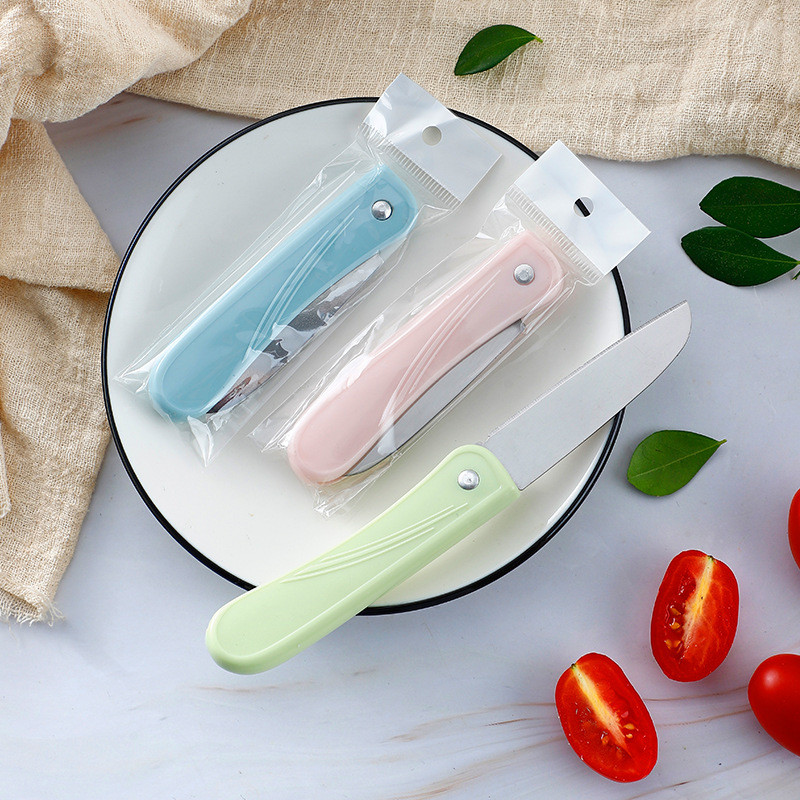 Sklopivi nož za voće, plastična drška, 0,78 oz, oštrica od nehrđajućeg čelika, ogledalo polirana, oštar nož za guljenje, 2-3/4" oštrica za guljenje voća