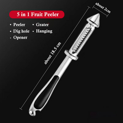 5 az 1-ben Többfunkciós zöldséghámozó Sárgarépa reszelő Gyümölcshámozó sörnyitóval Konyhai kütyü Tartozékok Eszköz