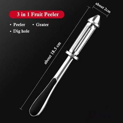 5 az 1-ben Többfunkciós zöldséghámozó Sárgarépa reszelő Gyümölcshámozó sörnyitóval Konyhai kütyü Tartozékok Eszköz